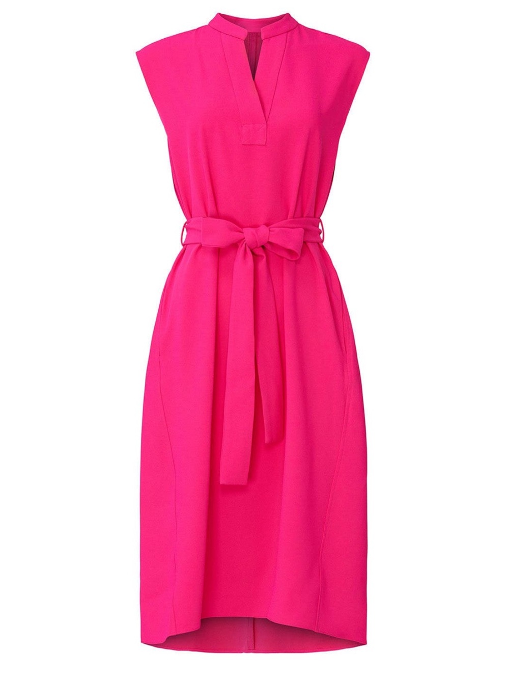RACHEL Rachel Roy Hot Pink Sleeveless Belted Midi Dress - Size Medium